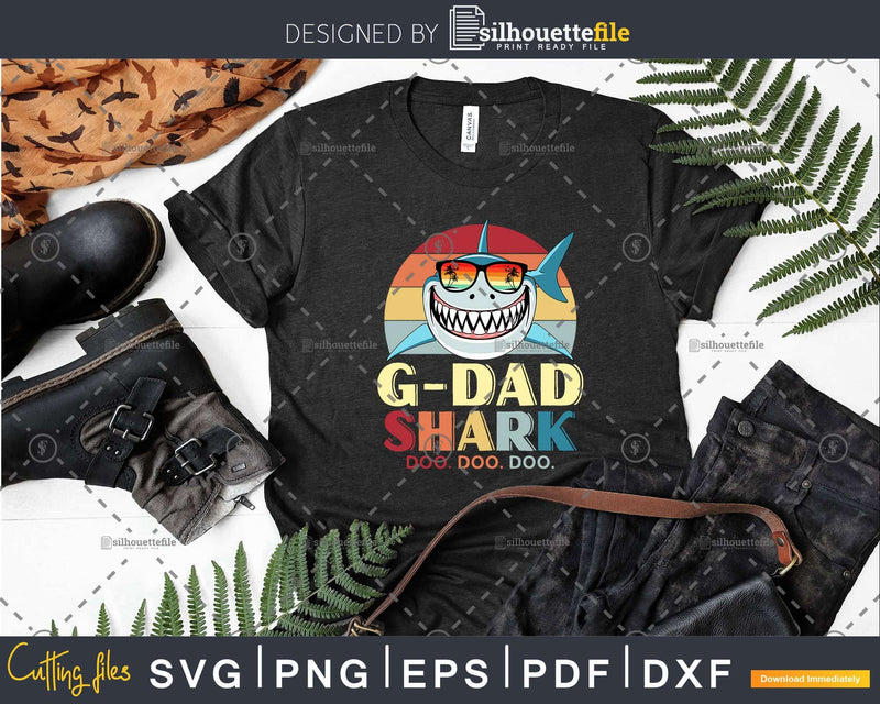 Retro Vintage G-Dad Baby Shark Funny Birthday Shirt Svg Png