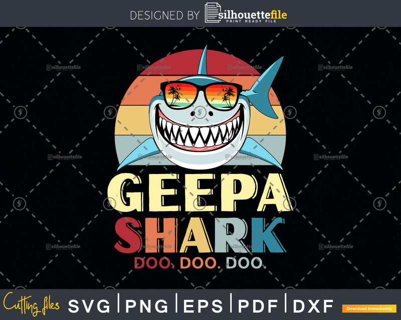 Retro Vintage Geepa Baby Shark Funny Birthday Shirt Svg Png