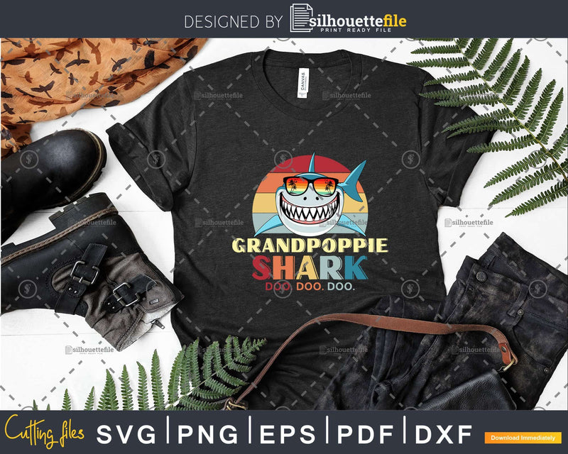 Retro Vintage Grandpoppie Shark Doo Svg Png Files For Cricut