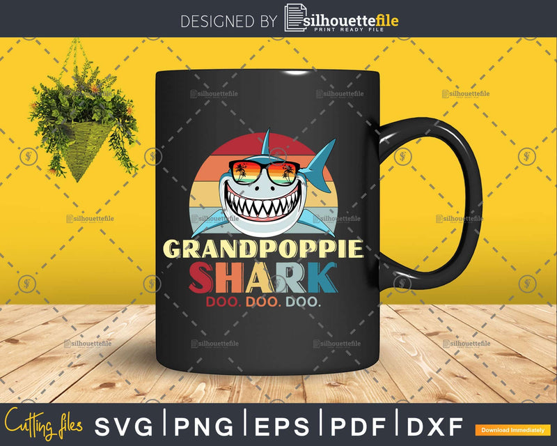 Retro Vintage Grandpoppie Shark Doo Svg Png Files For Cricut