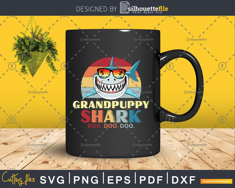 Retro Vintage Grandpuppy Shark Doo Svg Png Files For Cricut