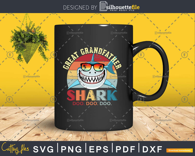 Retro Vintage Great Grandfather Shark Doo Svg Png Files For