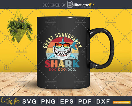 Retro Vintage Great Grandpappy Shark Doo Svg Png Files For
