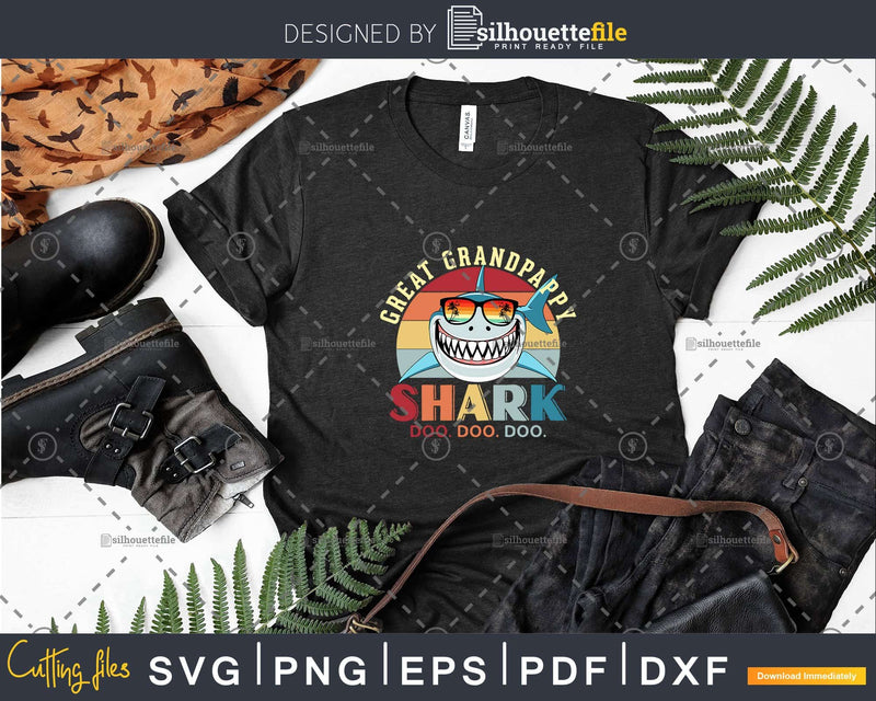 Retro Vintage Great Grandpappy Shark Doo Svg Png Files