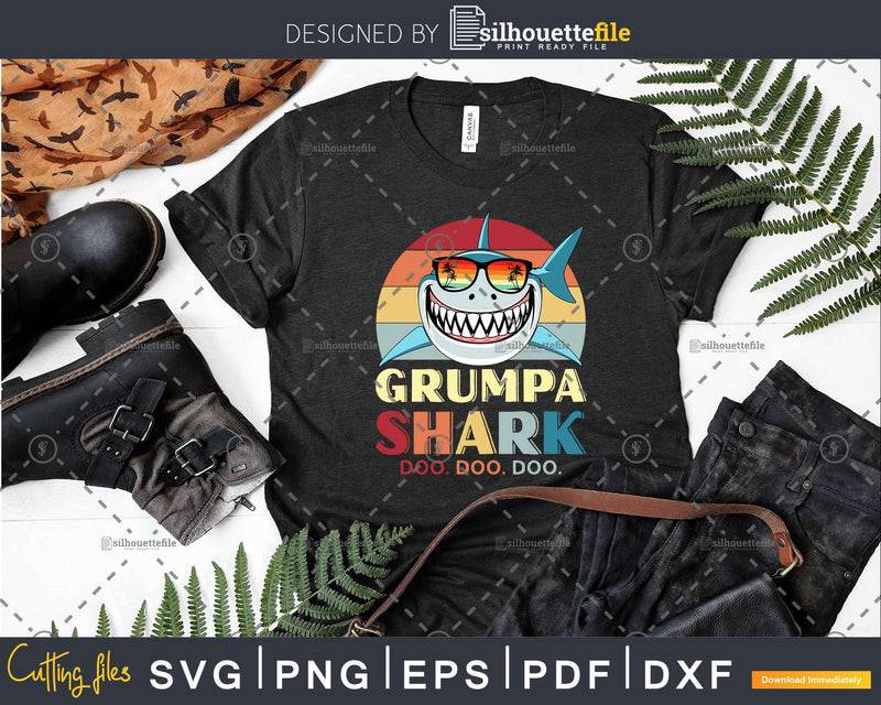 Retro Vintage Grumpa Shark Doo Svg Png Files For Cricut