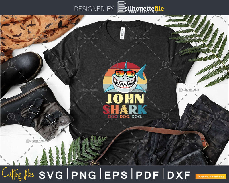 Retro Vintage John Shark Doo Svg Png Dxf Cut Files
