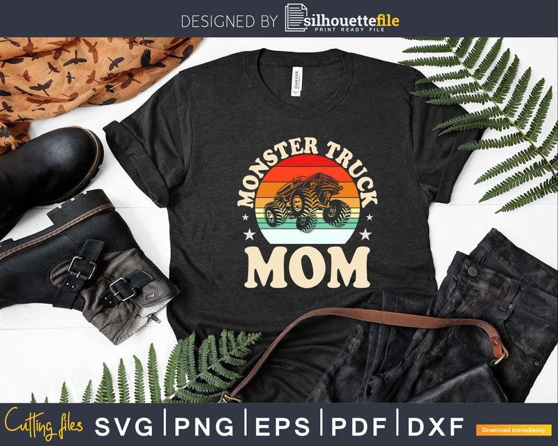 Retro Vintage Monster Truck Mom Svg T-shirt Design Files