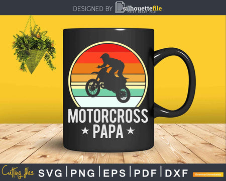 Retro Vintage Motorcross Papa Dirt Bike Svg Dxf Png Cricut