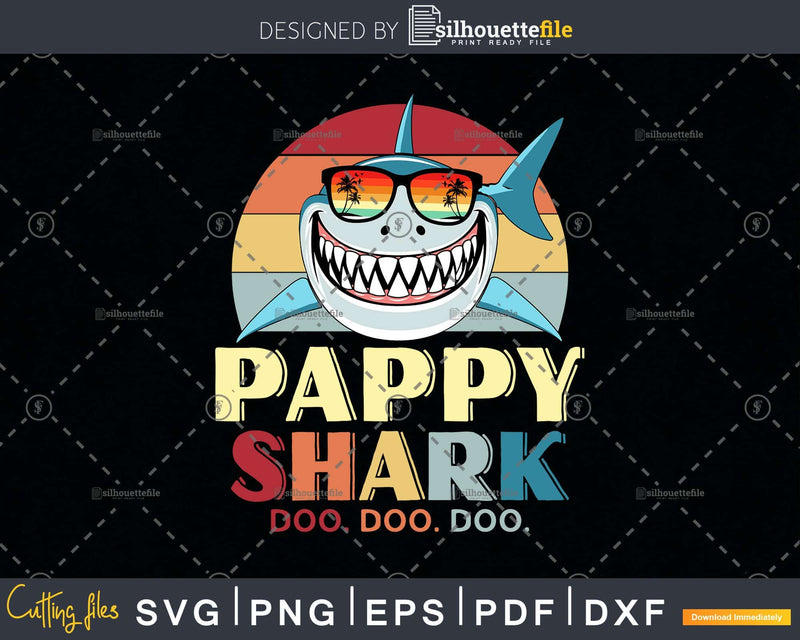 Retro Vintage Pappy Shark Doo Svg Png Cricut Files