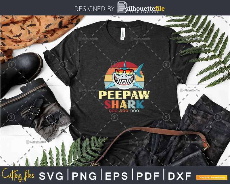 Retro Vintage Peepaw Shark Doo Svg Png Dxf Cut Files