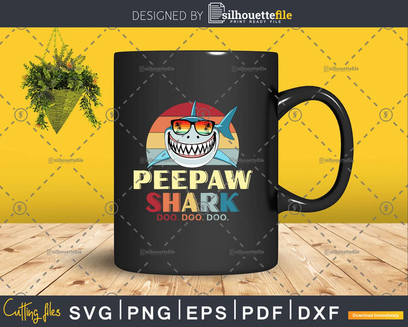Retro Vintage Peepaw Shark Doo Svg Png Dxf Cut Files