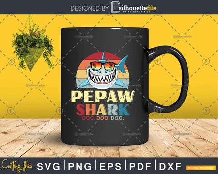 Retro Vintage Pepaw Shark Doo Svg Png Dxf Cut Files