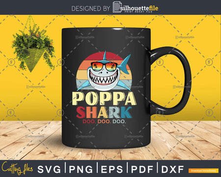 Retro Vintage Poppa Shark Doo Svg Png Dxf Cut Files