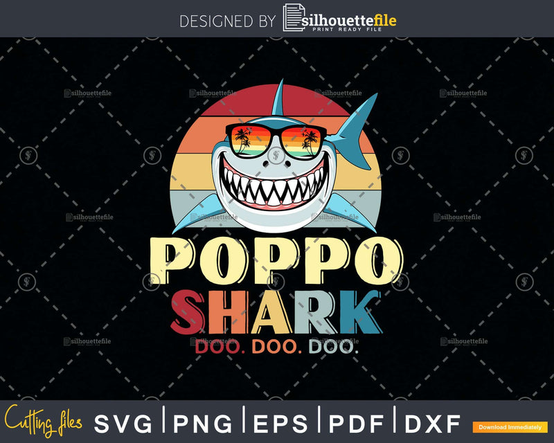 Retro Vintage Poppo Baby Shark Doo Svg Png Dxf Cut Files