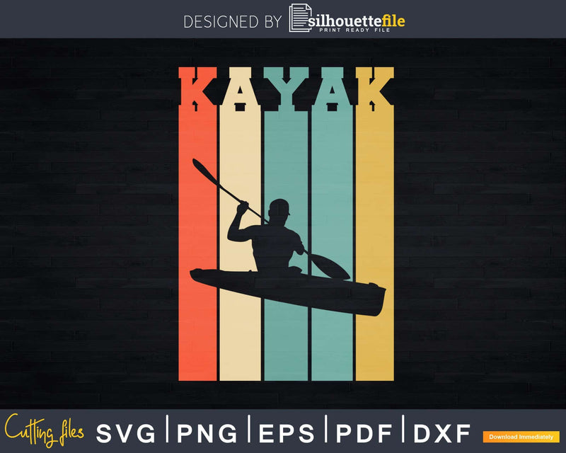 Retro Vintage Whitewater Kayak Kayaking Svg Dxf Cut Files