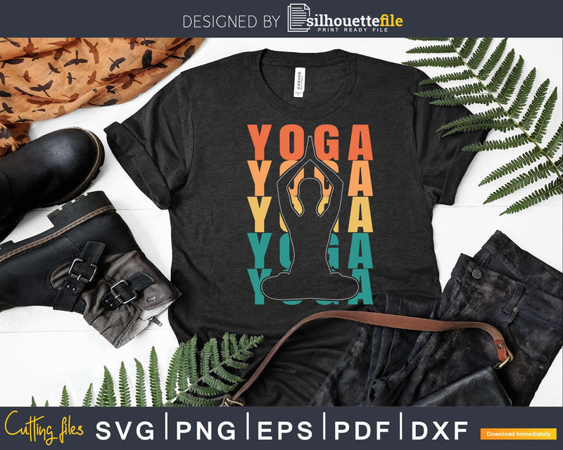 Retro Vintage Yoga Gift For Yogis Svg Instant Cut Files