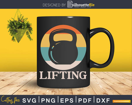 Retro Weight lifting Kettlebell Svg Dxf Cut Files