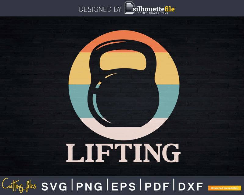 Retro Weight lifting Kettlebell Svg Dxf Cut Files