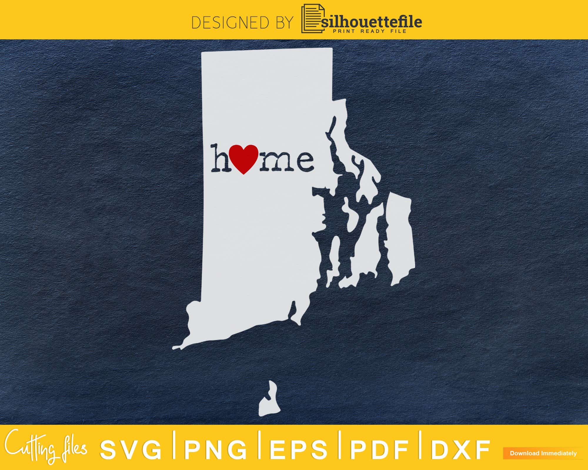 Rhode Island RI Home Heart Native Map svg cut files by SilhouetteFile ...