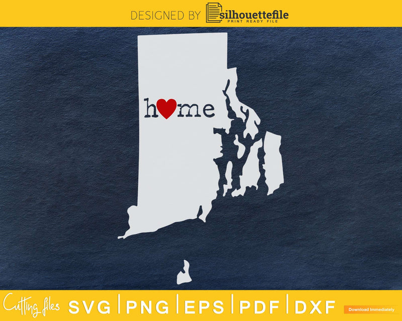 Rhode Island RI Home Heart Native Map svg cricut cut digital