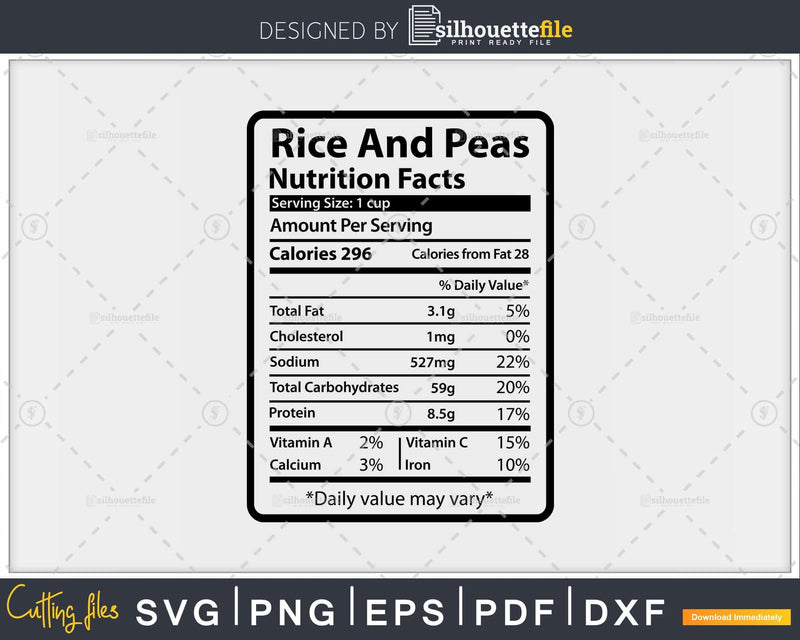 Rice And Peas Nutrition Facts Funny Thanksgiving Christmas