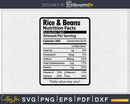 Rice & Beans Nutrition Facts Funny Thanksgiving Christmas