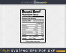 Roast Beef Nutrition Facts Funny Thanksgiving Christmas Svg