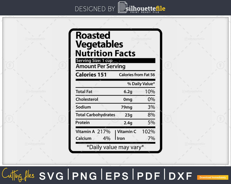 Roasted Vegetables Nutrition Facts Thanksgiving Christmas