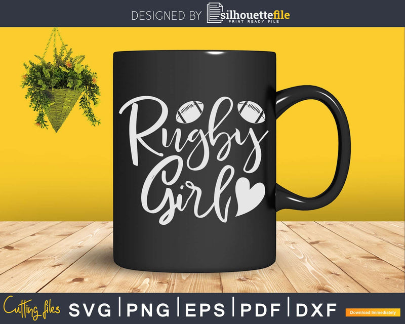 Rugby Girl Svg Silhouette Cut File
