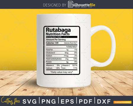 Rutabaga Nutrition Facts Funny Thanksgiving Christmas Svg