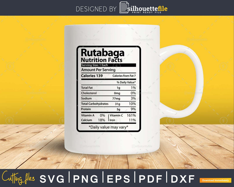 Rutabaga Nutrition Facts Funny Thanksgiving Christmas Svg