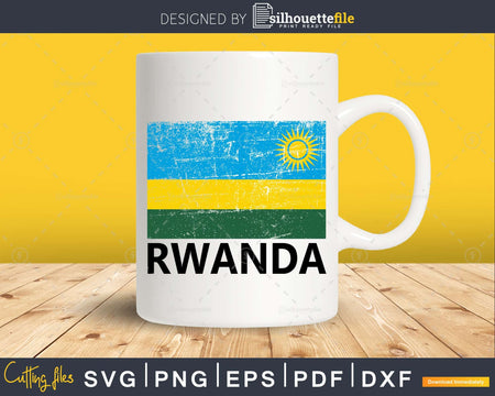 Rwandan Flag Vintage Made In Rwanda svg printable cut files