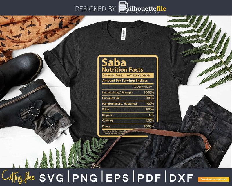 Saba Nutrition Facts Father’s Day Gift Svg Dxf Premium