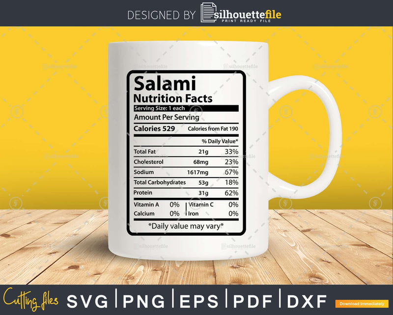 Salami Nutrition Facts Funny Thanksgiving Christmas Svg Png