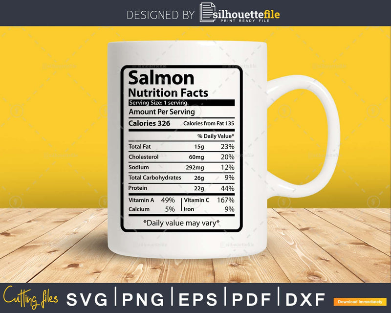 Salmon Nutrition Facts Funny Thanksgiving Christmas Svg Png