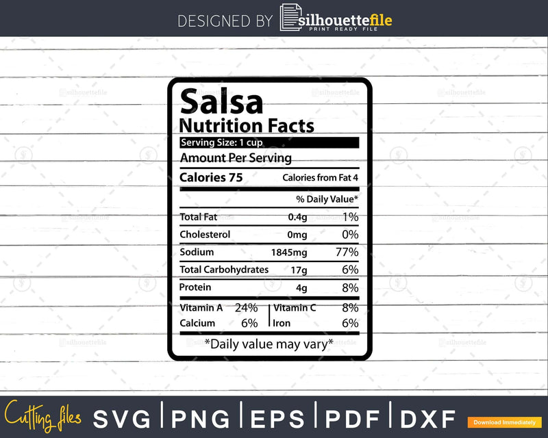 Salsa Nutrition Facts Funny Thanksgiving Christmas Svg Png