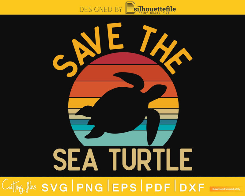 Save Sea Turtle Lover Vintage Skip a Straw Ocean svg png
