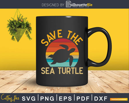 Save Sea Turtle Lover Vintage Skip a Straw Ocean svg png