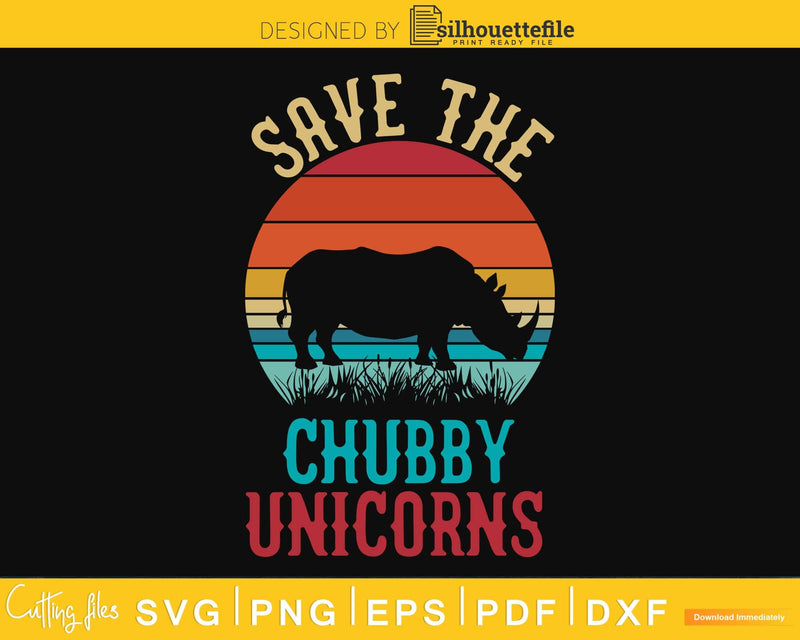 Save The Chubby Unicorns Vintage Rhino Animal Rights cut
