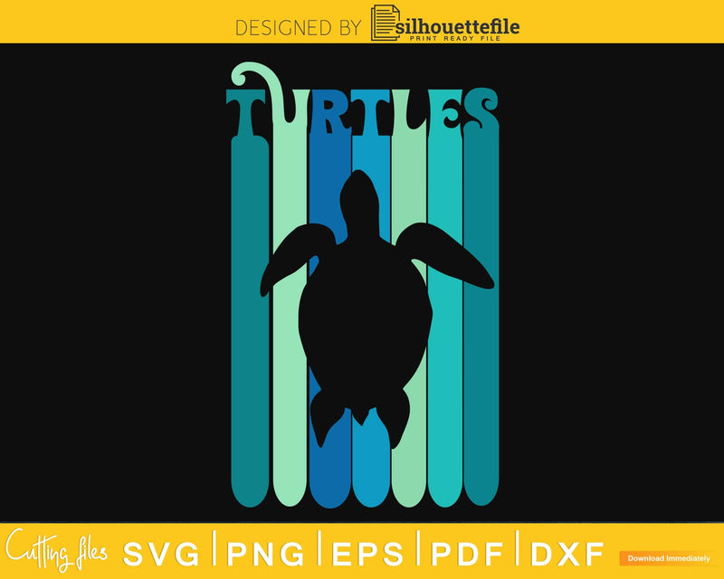 Save The Turtles vintage Retro style svg png cricut design
