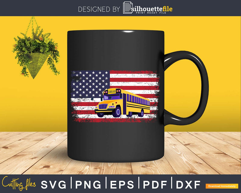 School Bus Driver America Flag Patriotic Driving Svg Design