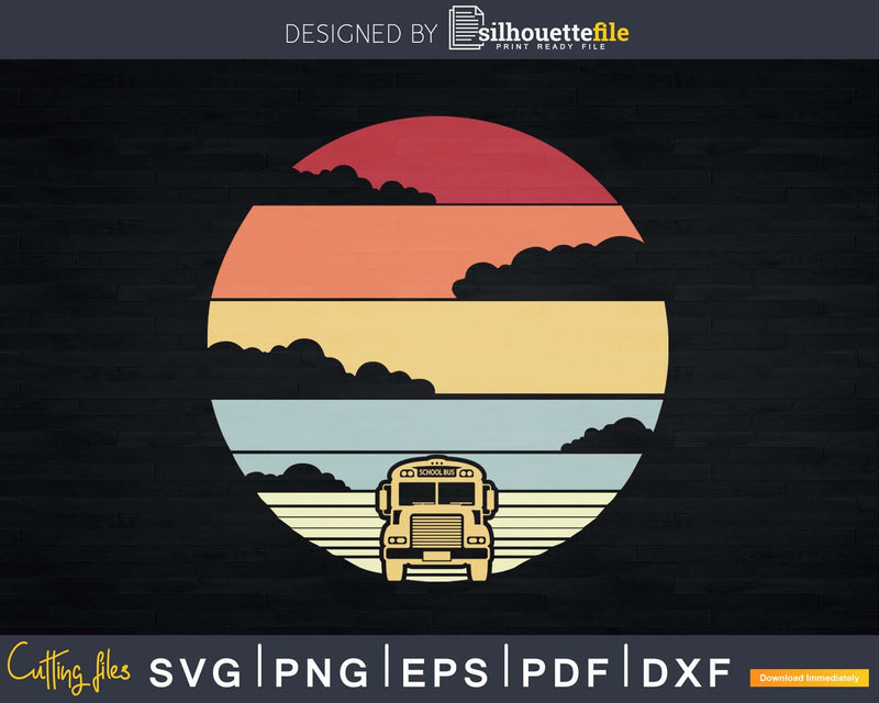 School Bus Shirt Retro Style Dxf Png Svg Design Cut Files