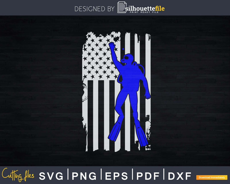 Scuba Diver Flag Of America Svg Png Print Design