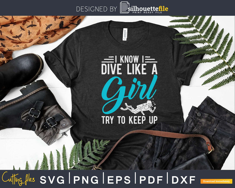 Scuba Diving Girl Png Svg T-shirt Design