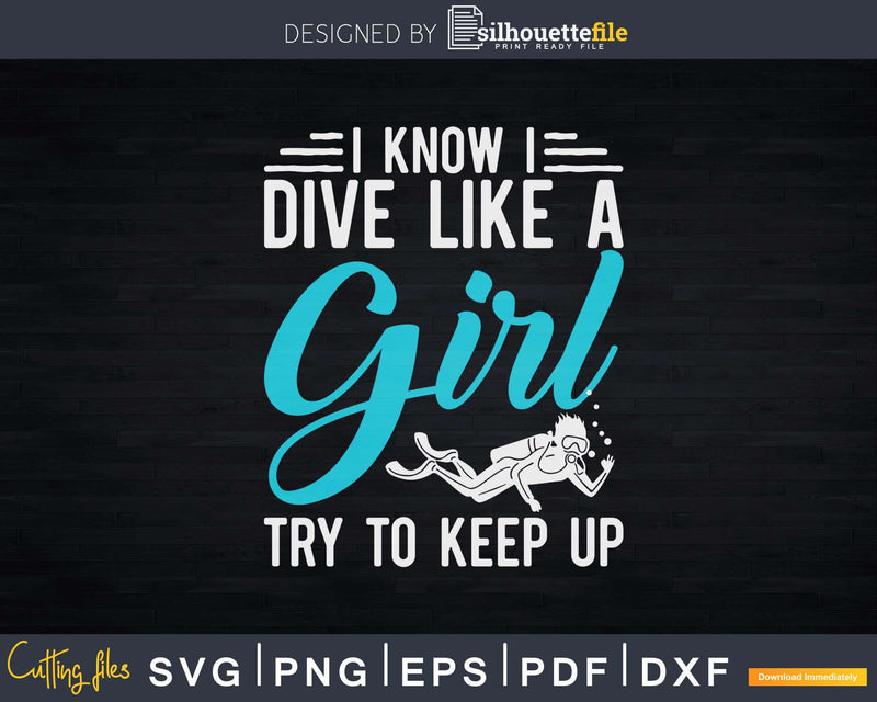 Scuba Diving Girl Png Svg T-shirt Design