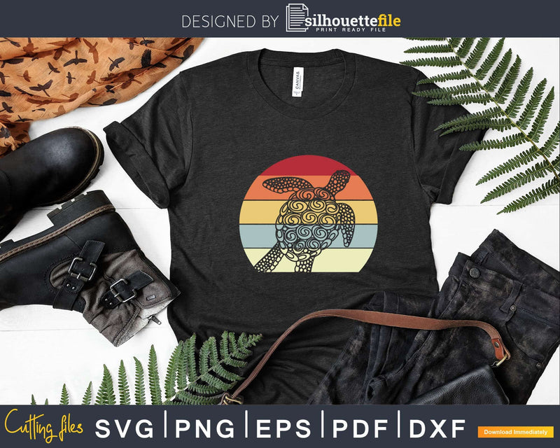 Sea Turtle Vintage Retro Throwback Shirt Svg Files
