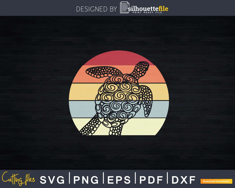 Sea Turtle Vintage Retro Throwback Shirt Svg Files