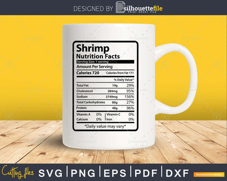 Shrimp Nutrition Facts Funny Thanksgiving Christmas Svg Png