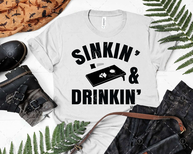 Funny Sinkin’ And Drinkin’ Cornhole Svg Dxf Png Design File
