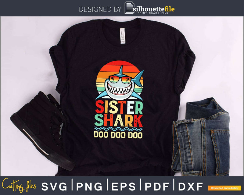 Sister Shark Doo Retro Vintage color svg png cut file